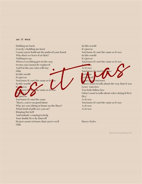 harry styles as it was lyrics|Harry Styles .